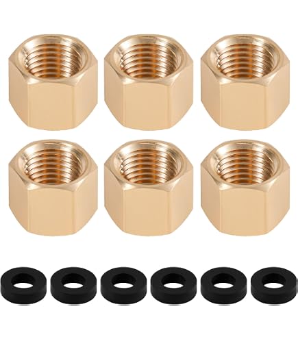 6 Pièces Bouchons En Laiton 1/2" - Capuchons Plomberie Femelles Avec Rondelles Pour Robinet Jardin