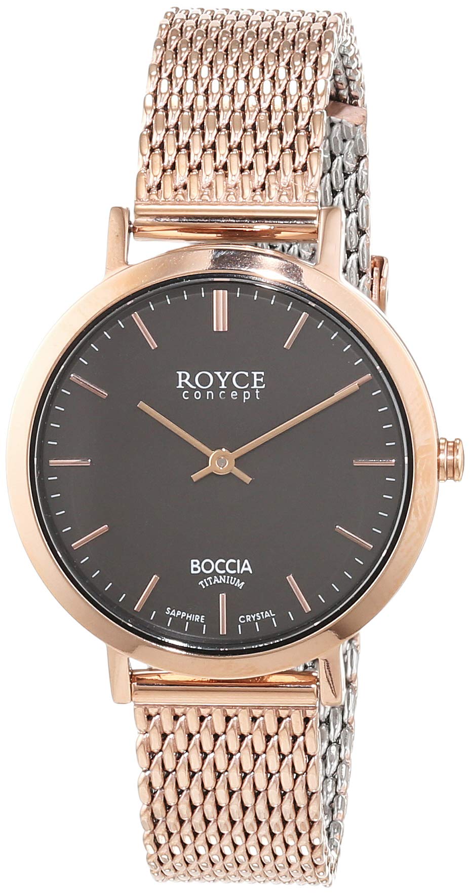 Boccia Women's Analogue Watch with Black Dial Analogue Display and Stainless Steel Plated Gold-Coloured - 3246-08