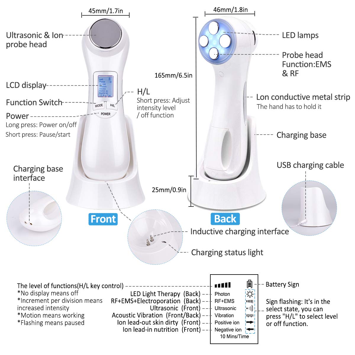 Face Firming Machine 6 in 1 Face Light Massager with Vibration Warm Beauty Device: Beauty