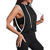 Remidoo Sleeveless Hoodies for Women Hooded Tank Workout Crop Top Open Side Athletic Gym Tops