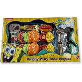 SpongeBob SquarePants Krabby Patty Toy Combo Meal Playset, Pretend Krusty Krab Burgers, and Fries Interactive Plastic Fast Food Set for Kids Toddlers