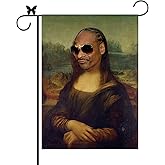 Mona Lisa Garden Flag Vertical Double Sided Funny Meme Flag for Indoor and Outdoor Yard Party Decor 12.5 x 18 Inch