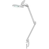 Neatfi 1,200 Lumens LED Magnifying Lamp with Clamp – 5-Inch Lens, 5 Diopter, Dimmable, Adjustable Arm, Includes Microfiber Cloth, Lamp for Reading, Sewing, Crafting (White, 5 Diopter)