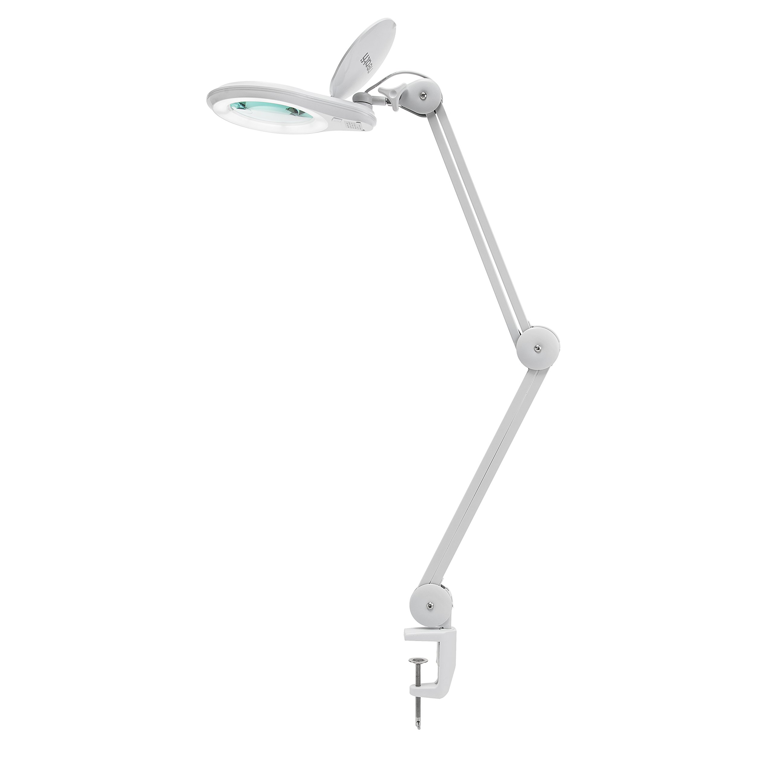1,200 Lumens Super LED Magnifying Lamp with Clamp | Dimmable | Microfiber Cleaning Cloth Included | 60PCS SMD LED | 5 Diopter | 5" Diameter Lens | Adjustable Swivel Arm Utility Clamp Light by NeatFi