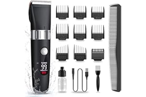 VAPKER Hair Clippers for Men Professional, Cordless Beard Trimmer Mens Cutting Kit Barbers Haircut Electric Grooming Machine - USB Rechargeable & Waterproof with LED Display