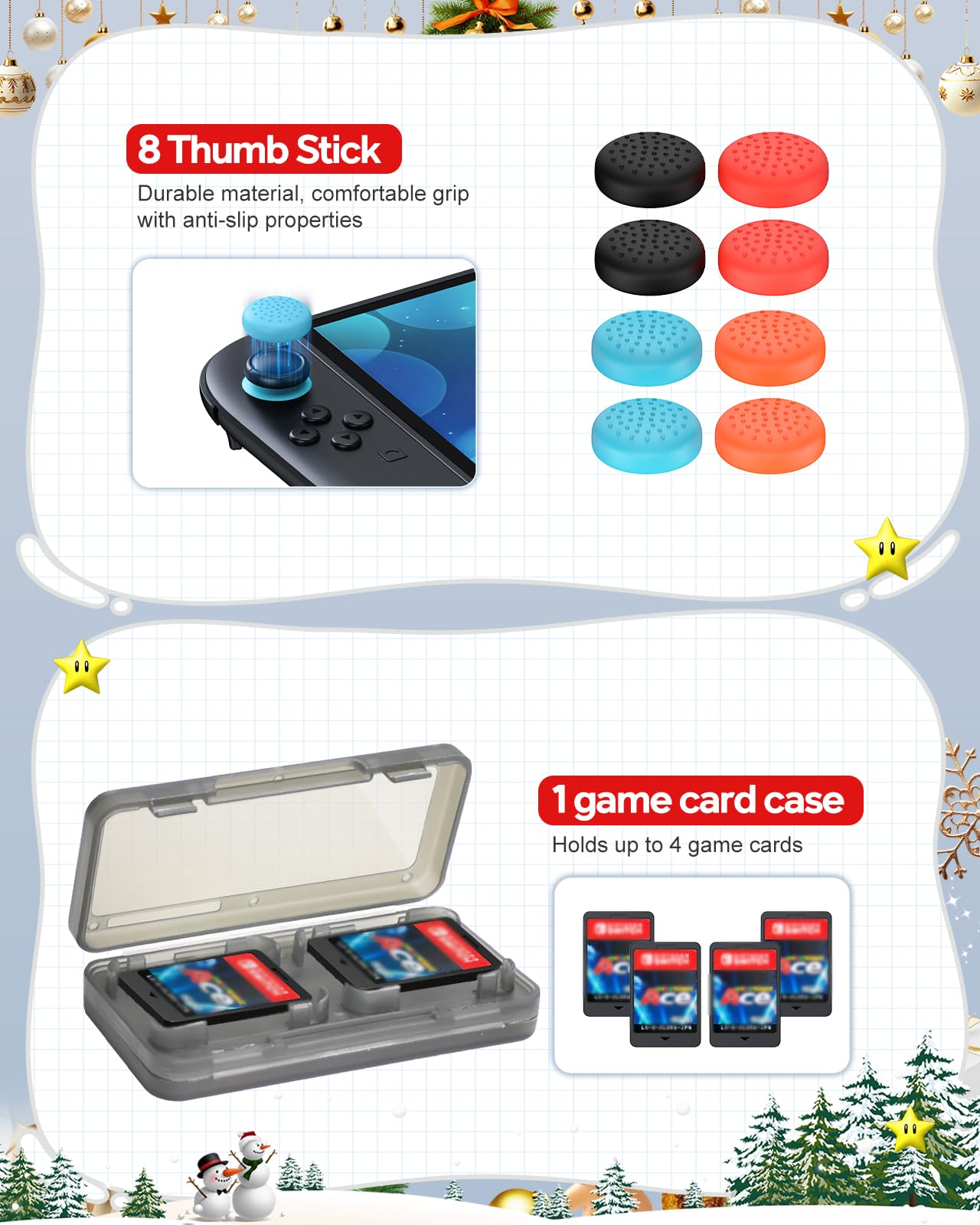 Switch 2 Zubehör, Unverzichtbares Zubehörpaket, 20-IN-1-Spieleset Bundle,Reisetasche,Switch 2 Controller Ladestation,Displayschutzfolie,Schutzhülle,Lenkräder,Griffe für Joy Con 2 (Schwarz) 7