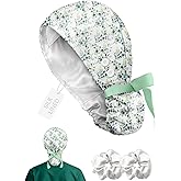 Plifal 100% Cotton Scrub Cap with Buttons-Nurse Cap with Sweatband for Women, Adjustable Working Hat,Satin Lined or Unlined