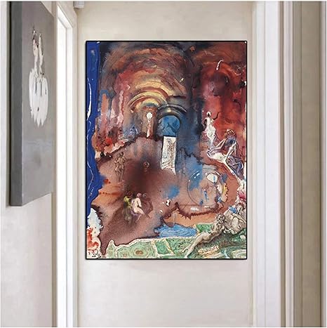 Amazon Co Jp 写真プリントシュールなアイデアサルバドールダリセクシーなフィギュア風景油絵キャンバスアート写真リビングルーム用19 7x27 6in 50x70cm フレームなし ホーム キッチン