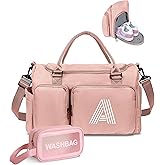 Elilier Duffle Bag Women Girls Gift: Teens Initial Gym Overnight bags, Dance Cheer bag Sports for Girl, Kid Gymnastics Bags, Birthday Gifts for Women Girls Teens