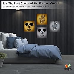 4 Piece Set Bedroom Wall Decor Love Heart Gray 3D