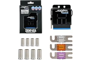 Skar Audio 4 Gauge (AWG) Marine Grade in-line Mini-ANL Fuse Holder, Includes 3 Fuses (80A/100A/150A)