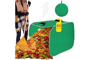Dreamtop Leaf Collector Bags, Portable Pop Up Leaf Bag Chute, Foldable Large Yard Waste Bag with Storage Bag and Garden Staples, Reusable Leaf Pickup Tools Bags for Leaves Lawn Trash (80 Gallon)