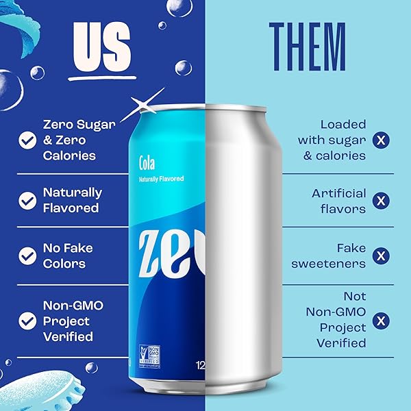 ZEVIA ZERO SUGAR SODA, RAINBOW VARIETY PACK, 12 OZ CANS (24-PACK) – NATURALLY SWEETENED, NON-GMO PROJECT VERIFIED, GLUTEN-FREE, VEGAN