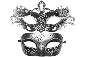 Coolwife Couples Masquerade Masks Metal Venetian Mardi Gras Party Evening Prom Costume Mask