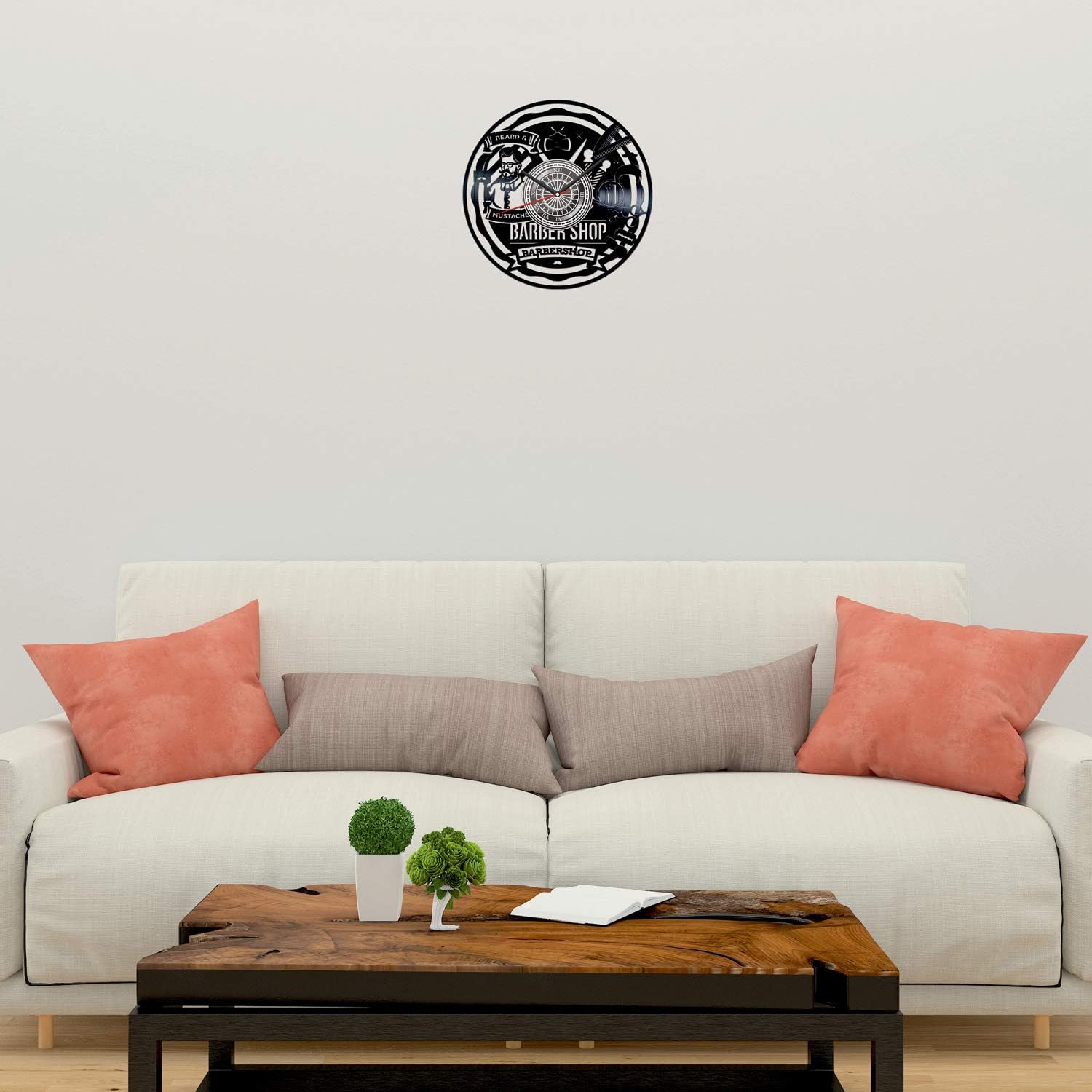Amazon Com Barbershop Black Vinyl Clock Vintage Room Kitchen