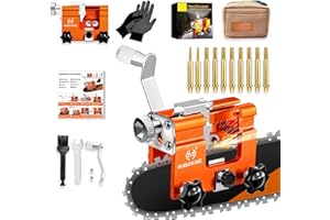 OMCCHK Chainsaw Sharpener Jig with 10 High Hardness Titanium Plated Diamond Bits, Manual Universal Chain Saw Sharpener Tool K