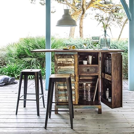 Aprodz Reclaimed Wood Wine Holder Storage Stylish Bar Cabinet for Living Room | Multi-Color