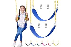 Jungle Gym Kingdom Swings for Outdoor Swing Set - Pack of 2 Swing Seat Replacement Kits with Heavy Duty Chains - Backyard Swingset Playground Accessories for Kids (Blue)