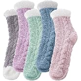 hoyuwak 5 Pairs Fuzzy Warm Cozy Socks Fluffy Sleeping Slipper Socks for Women Winter Daily Festival