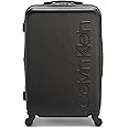 Calvin Klein Women's Hard Side Upright Luggage Spinner Light Weight Suitcase, Black, Medium