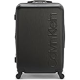 Calvin Klein Women's Hard Side Upright Luggage Spinner Light Weight Suitcase, Black, Medium
