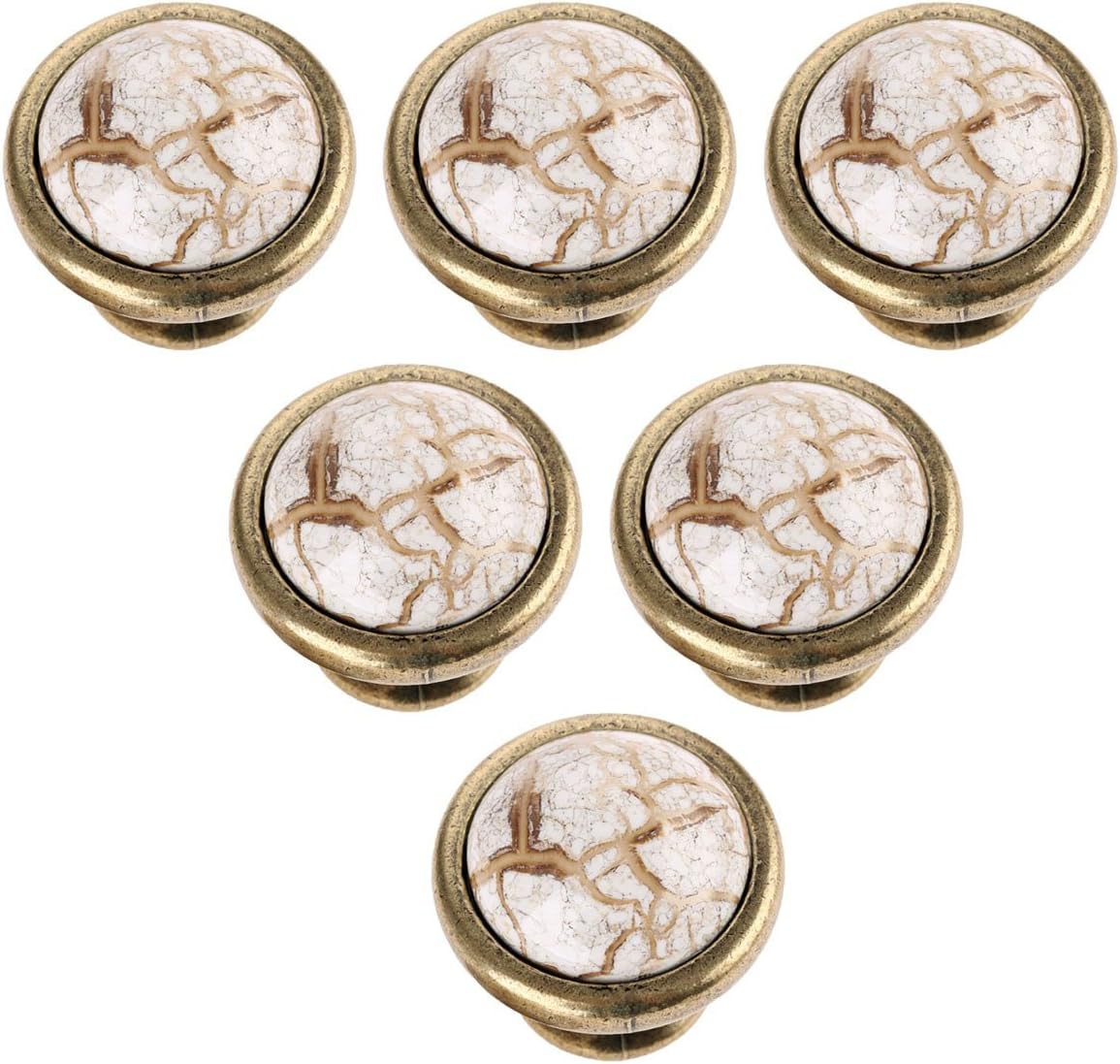 Creatwls 6pcs Antique Furniture Knobs and Handles Marble Ceramic Handle