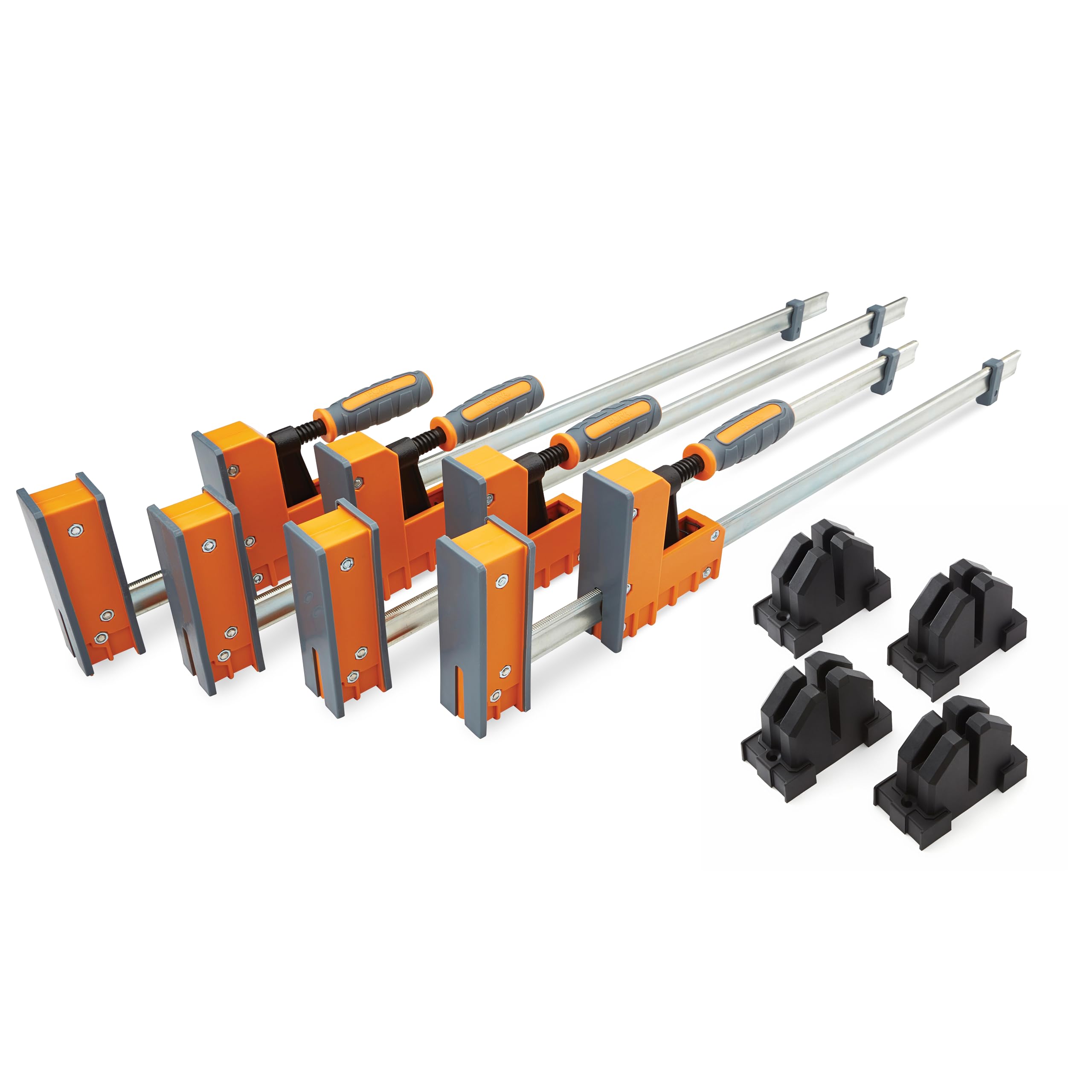 Bora 8 Piece Parallel Clamps Woodworking Set - Two 24 Inch and Two 40 Inch Wood Clamps with 4 Bar Clamp Blocks Heavy Duty Bar Clamp for Wood Working - 1100 Lbs of Clamping Force - DIY Bora Clamp Set Image