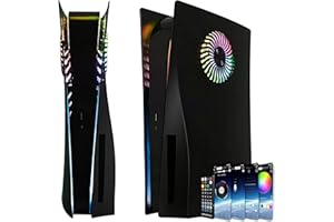 FormlessEmpire Faceplate for PS5 Side Shell Plates PlayStation 5 Disc Edition Console Replacement Accessory Case Cover Black Plate Anti-Scratch Dust Cover Skin Protector (Black with LEDs)