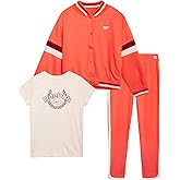 Reebok Girls Pants Set - 3 Piece Soft Fleece Pullover Hoodies Short Sleeve Graphic Tee and Jogger Sweatpants Sweatsuit Set