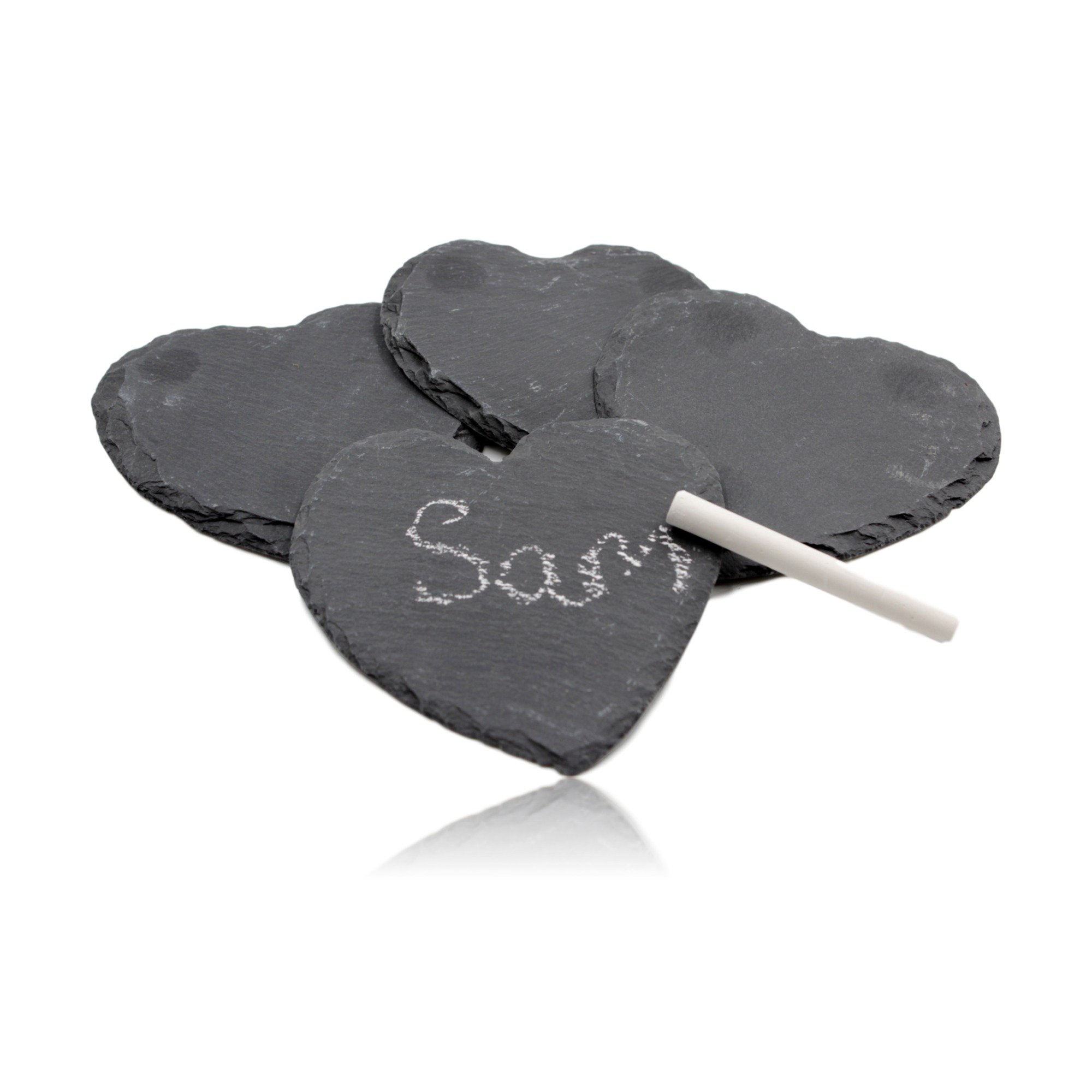 West5Products Set of 4 Heart Shaped Slate Coasters with Chalk