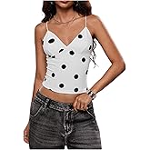SweatyRocks Women's Polka Dots Print Going Out Tops V Neck Y2K Crop Top Summer Shirts