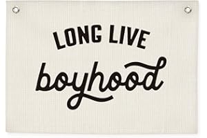 CEBTHN Long Live Boyhood Banner – Linen Canvas Wall Hanging Flag, Boys Room & Nursery Decor, Playroom Wall Art, Baby & Toddler Room Decoration, 20x30 Inch