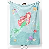 Sunny Side Up Disney The Little Mermaid Plush Throw Blanket - Measures 46 x 60 Inches - Super Soft & Cozy Fleece Kids Princess Bedding Features Ariel