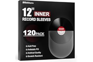 Mlikero 120 Vinyl Inner Sleeves, Anti Static 12" LP Vinyl Record Sleeves Inner, Premium Acid Free Record Inner Sleeves for 33 RPM Record Protection (Round)