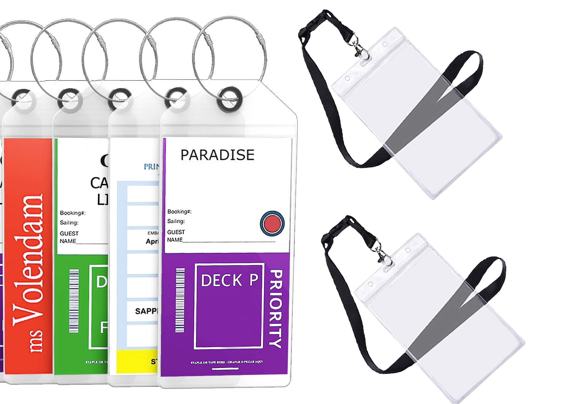 Photo 1 of Highwind Cruise Luggage Tags Etag Holders 4 Pack + 2 ID Holders - Waterproof PVC Zip Seal with Steel Loops - Durable Luggage Tags for Suitcases - Compatible with Cruise Ship Cards