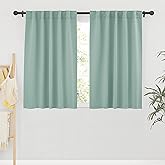 RYB HOME Blackout Curtains for Bathroom - Thermal Insulated Light Block Small Window Curtains, Back Tab Top Coastal Drape for