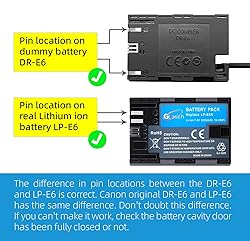 Glorich DR-E6 DC Coupler LP-E6 LP-E6N Dummy Battery