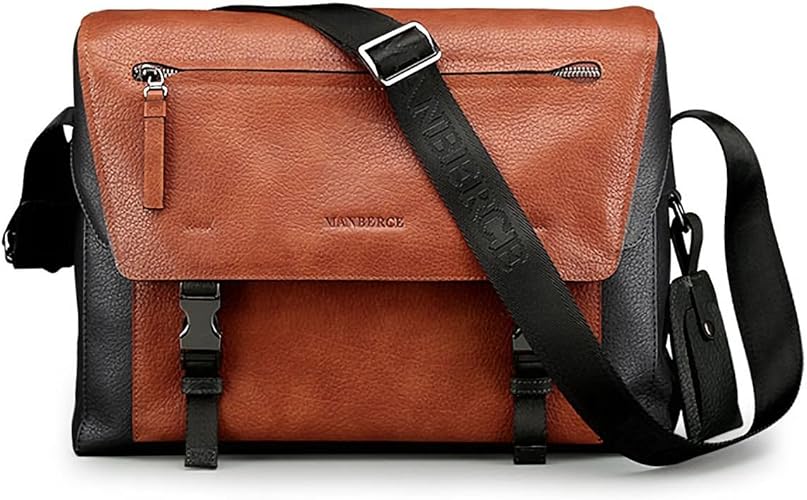 Amazon Manberce ショルダーバッグ メンズ 本 斜めがけ 容量 横型 フラップ フタ付き Manberce ショルダーバッグ