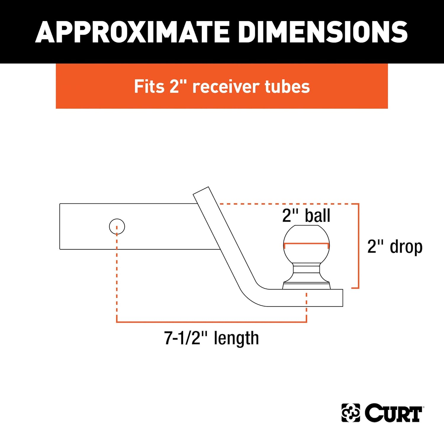 CURT 45141 Trailer Hitch Mount, 2-Inch Ball, Lock, Fits 2-In Receiver, 7,500 lbs, 2" Drop: Automotive