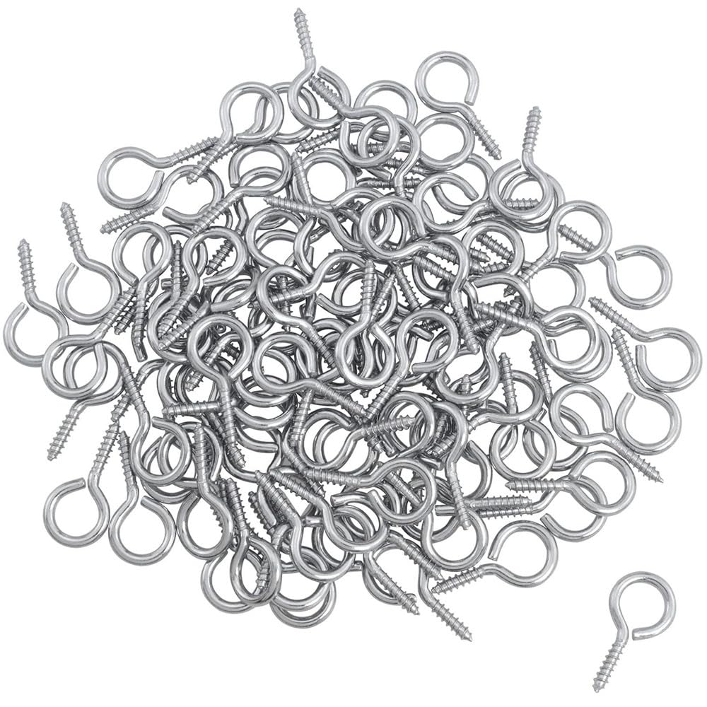 Heuskay 200pcs 19mm Small Eye Bolts Screw Eyelets Screw Hooks,Screw Eye Pins Hooks Self-Tapping Eye Screws for Jewellery Making DIY Crafts Wood Crafts
