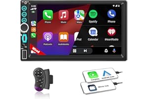 7" Wired Double Din Car Stereo Apple Carplay Radio Screen for Car Audio Receivers, Bluetooth Car Play Android Auto Touchscree