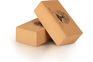 MHW - LIVE WELL Yoga Blocks for All Practices - Premium Cork & EVA Foam for Support, Stability & Stretching - High-Density, Eco-Friendly Options for Yoga, Pilates & Fitness