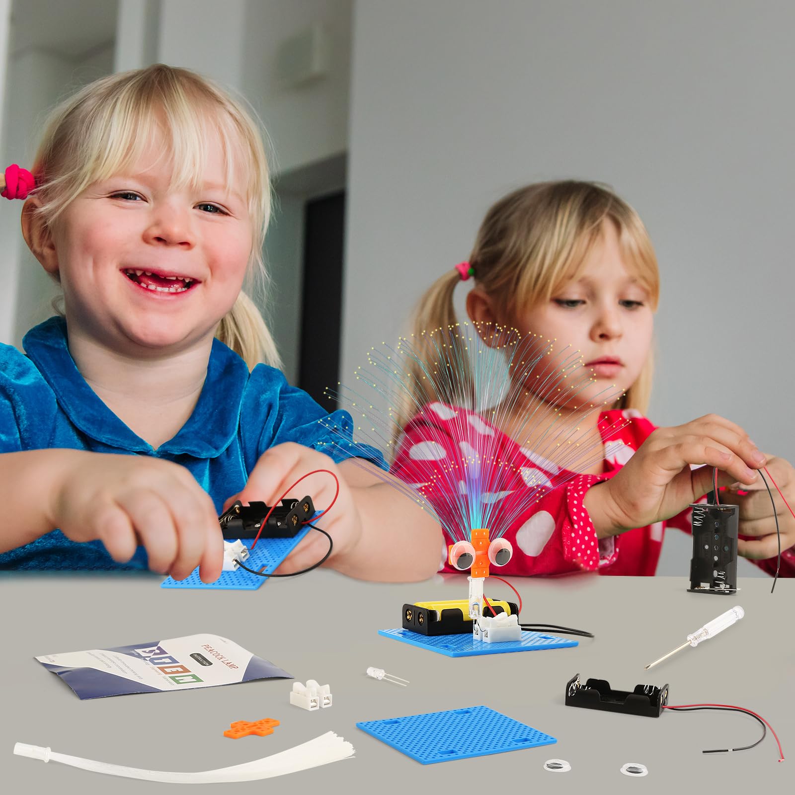 7 Set Bulk STEM Kit Individual Craft Kits for Kids, Science Projects Crafts Group Activity, Light Experiments Circuit Toys, Fun Fiber Optic STEAM Activities for Boys Girls Ages 6-8 8-12 6 8 10 Year