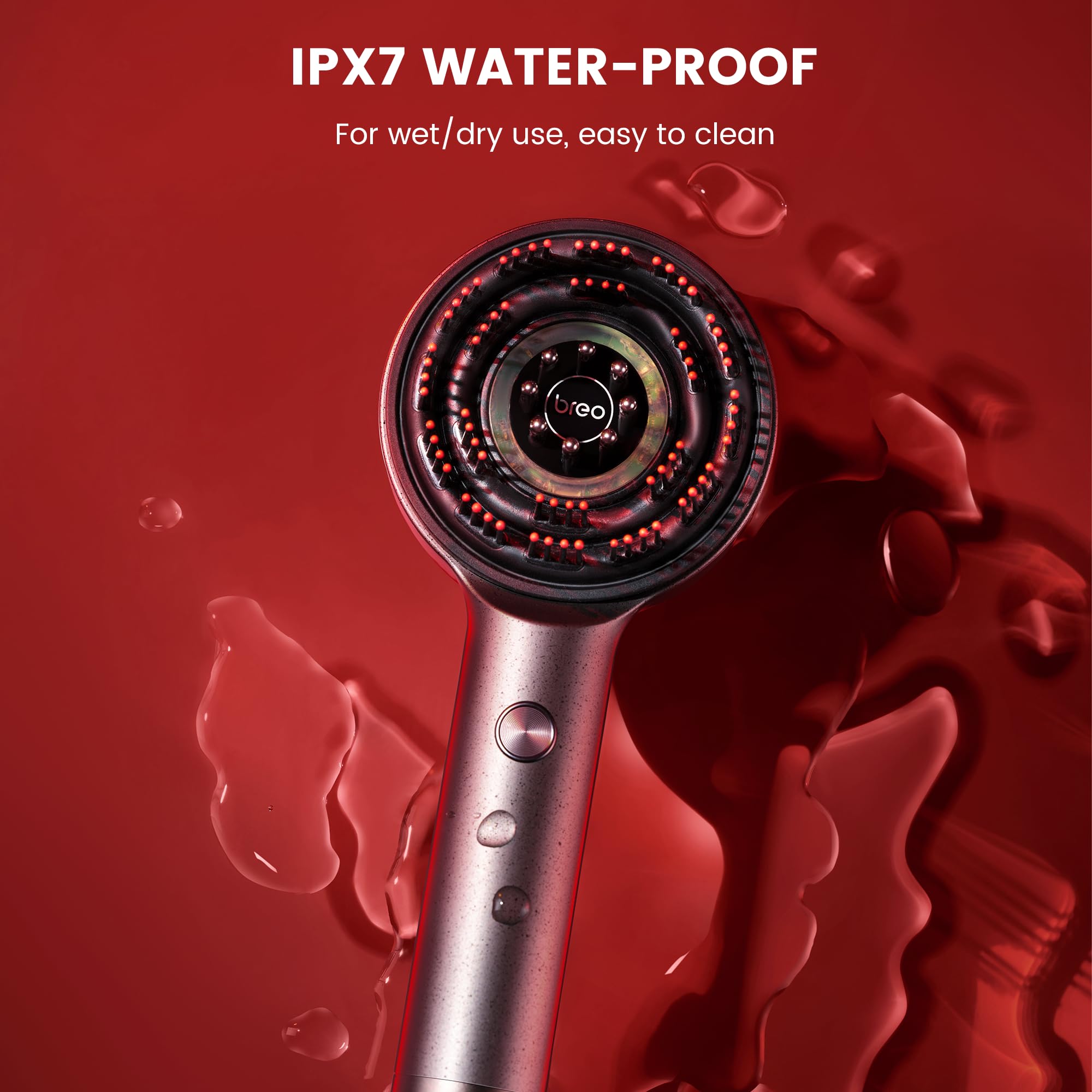 Breo Scalp3 Scalp Massaging Brush, Shiatsu Hair & Scalp Massager with IPX7 Waterproof, Cordless & Portable, Electric for Head, Home Relaxation