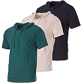 Real Essentials Men's Cotton Short-Sleeve Hoodie Hooded T-Shirt With Drawstring & Pockets (Available In Big & Tall)