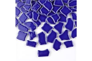 BTMIEY 0.78"-1.57" Irregular Ceramics Mosaic Tiles,1.1LB Mosaic Pieces Stones for Home Decoration DIY Craft Plates Flowerpots Vases Cups Mosaic Making Supplies (Navy Blue)