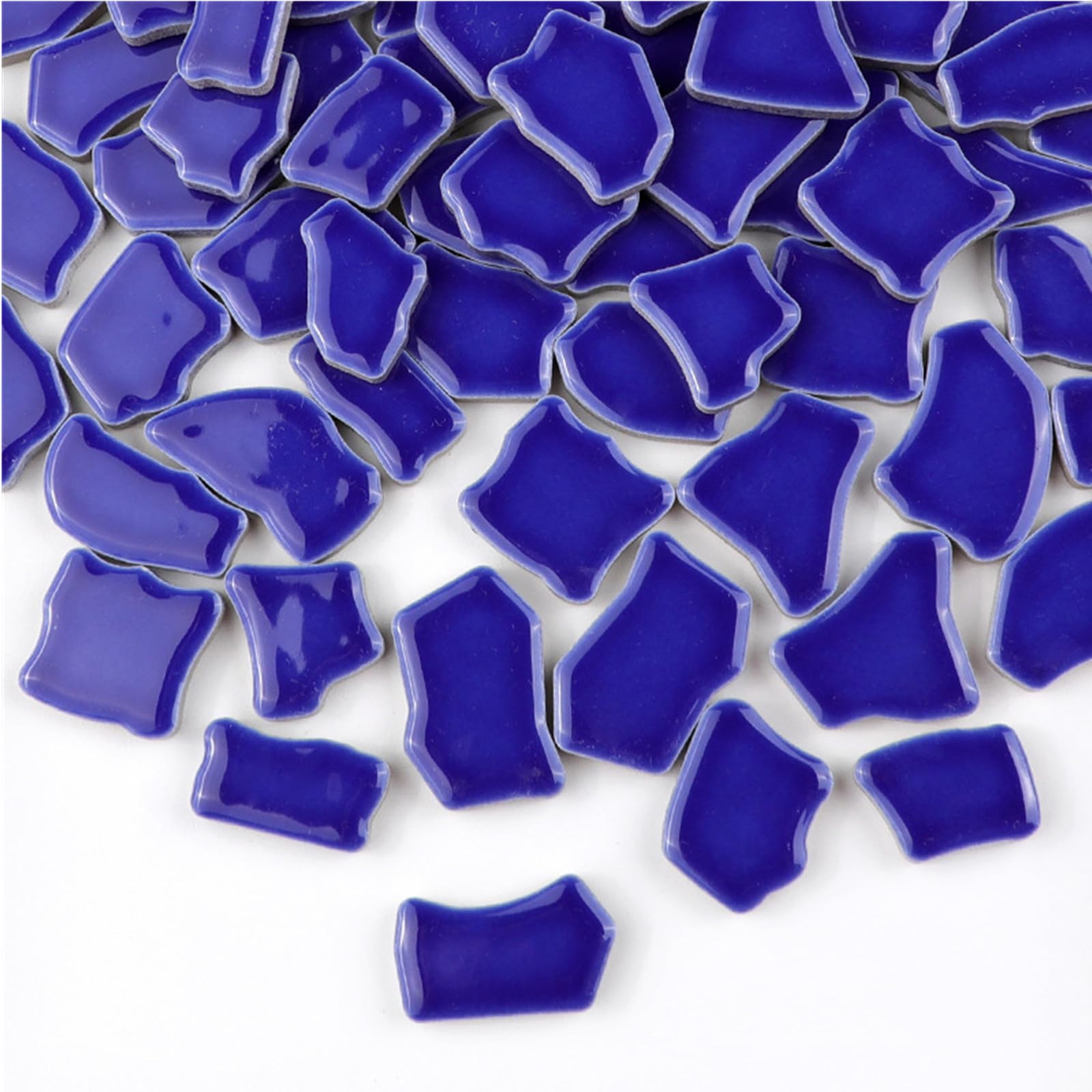 500g Irregular Ceramics Mosaic Tiles, 2-4CM Mosaic Pieces Stones for DIY Mosaic Making Craft Hobby Arts Home Wall Decoration (Navy Blue)