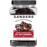 Sanders Dark Chocolate Sea Salt Caramels (32 oz Tub) | Handcrafted Small Batch Slow Cooked Caramel, Sea Salt Dark Chocolate with Rich Indulgent Flavor, Sweet &amp; Salty