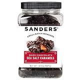 Sanders Dark Chocolate Sea Salt Caramels (32 oz Tub) – Handcrafted Small Batch Slow Cooked Caramel, Sea Salt Dark Chocolate with Rich Indulgent Flavor, Sweet & Salty