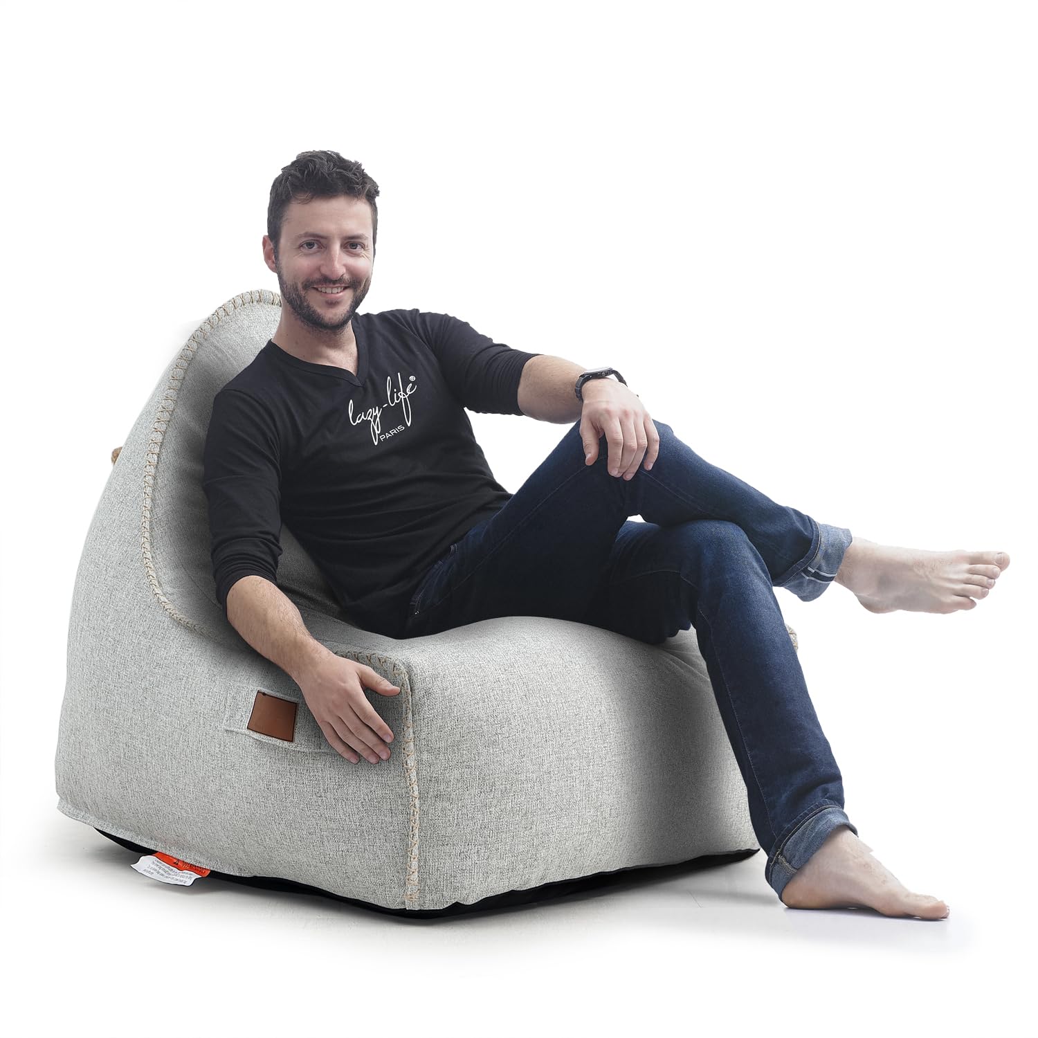 Photo 1 of Patio Outdoor Weatherproof Water Proof Bean Bag Chair ,Outdoor bean bag lounger,High-Density Foam Filled ,Weather Resistant Waterproof UV-Protected ,outdoor beanbag Chair for Garden Terrace (Beige)